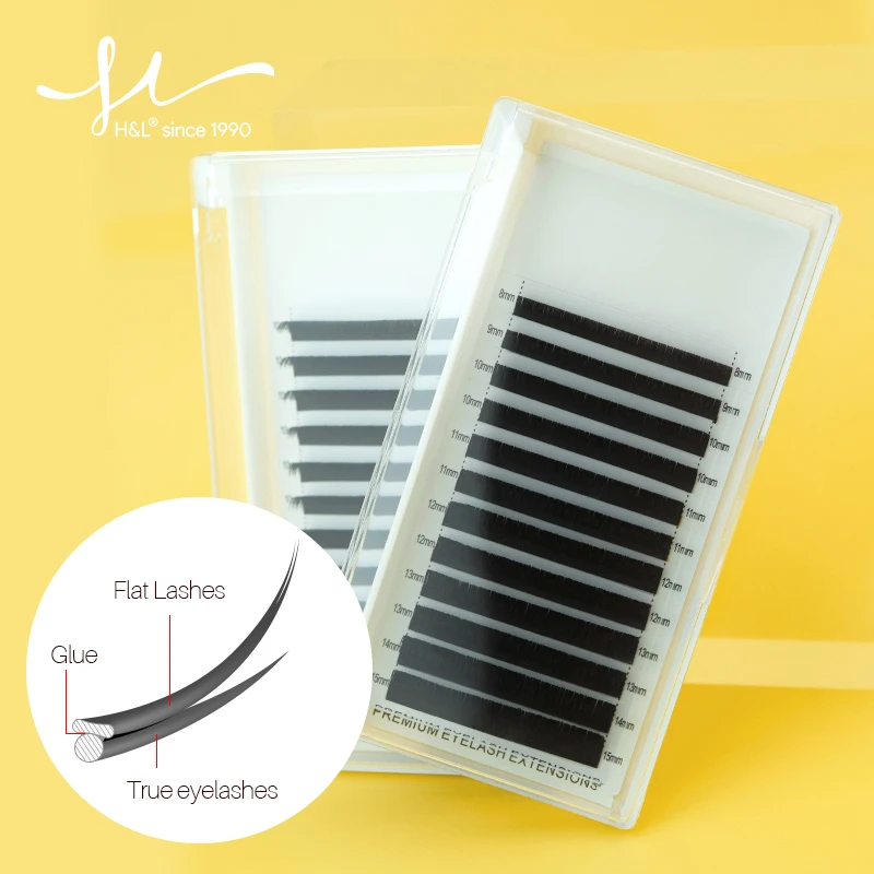 

H&L Flat Ellipse Eyelashes Maquiagem Split Tips Eyelashes Mink Natural Soft Light Magnetic Ellipse Lash Extension Hand Made