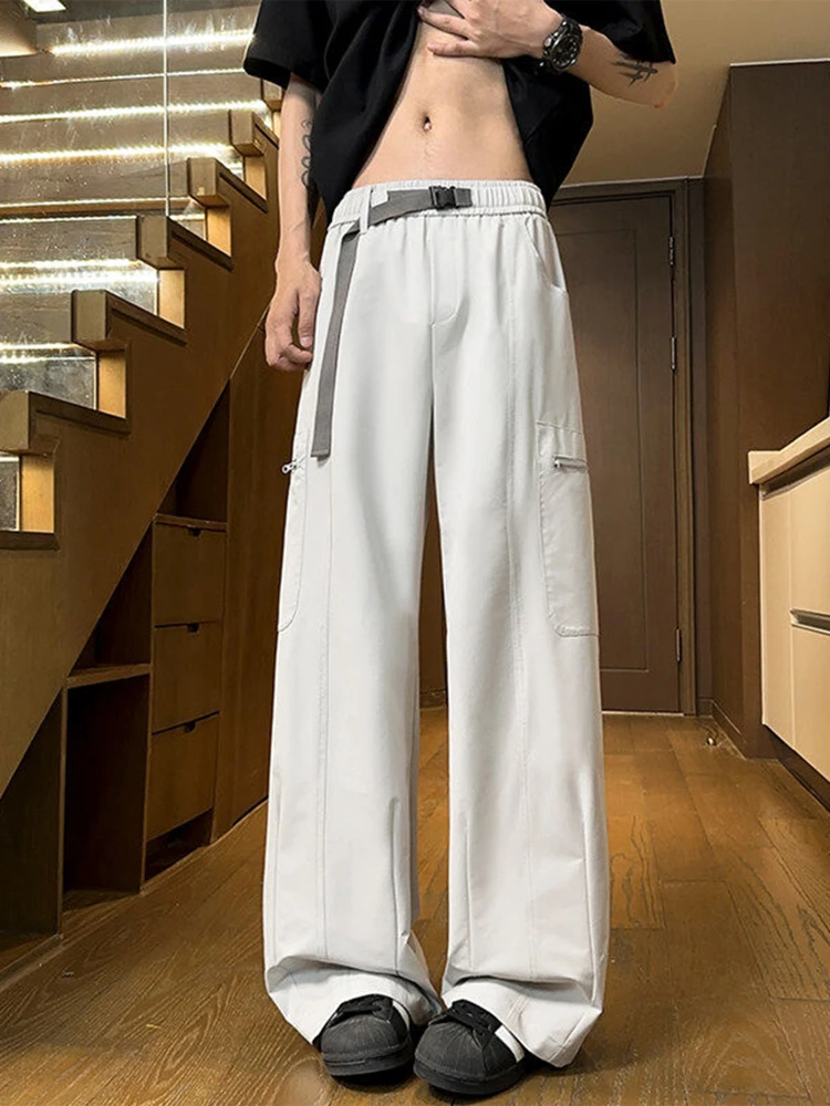 

American Sle Ice Silk Qui Dry Летние тонкие мужские брюки для спецодежды Повседневные широкие длинные брюки Прочные джинсы прямого кроя