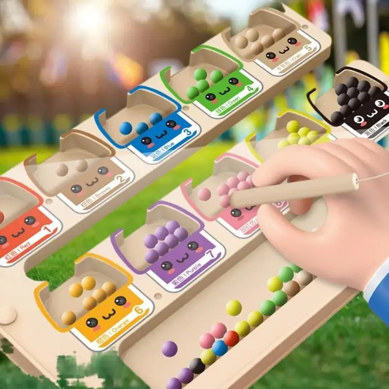 子供向け木製モンテッソーリ2-in-1磁気色分けスキル向上ゲーム