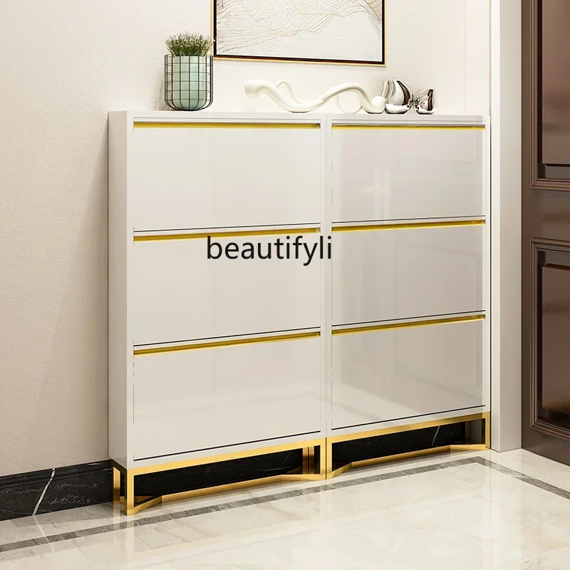 cn8350 LHY zq Ultra-Thin Shoe Cabinet Tilting Simple Modern Lobby Storage Shoe Rack Nordic 15cm Narrow Door Rear Cabinet