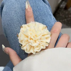 Big Resin Flower Chunky Metal Finger Rings for Women Girl Exaggerated Vintage Metal Autumn Jewelry Gifts 2024 New