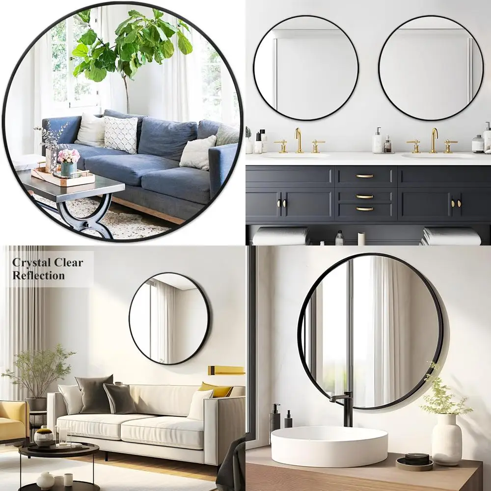 

Large 36 Inch Round Wall Mirror - Big Black Circle Mirror for Home Decor, Bathroom, Living Room, Bedroom, Hallway, Matte Frame F