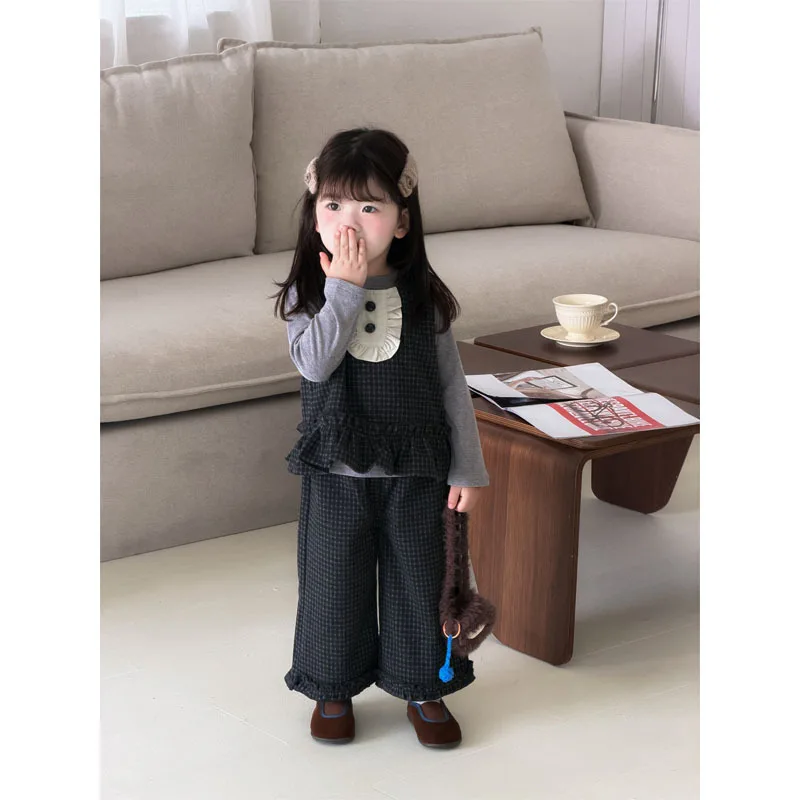 Girls' Spring and Autumn Collection, New Western Style, Three Piece Set, Korean Autumn Clothing, Children's Clothing