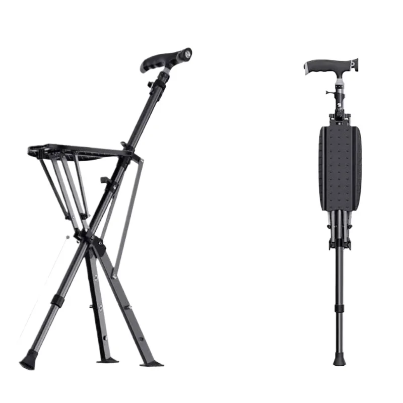 Picture 7: Foldable Walking Cane with Seat for Elderly, Portable Lightweight Mobility Aid Stick Convertible to Stool, Multi-Function Cane