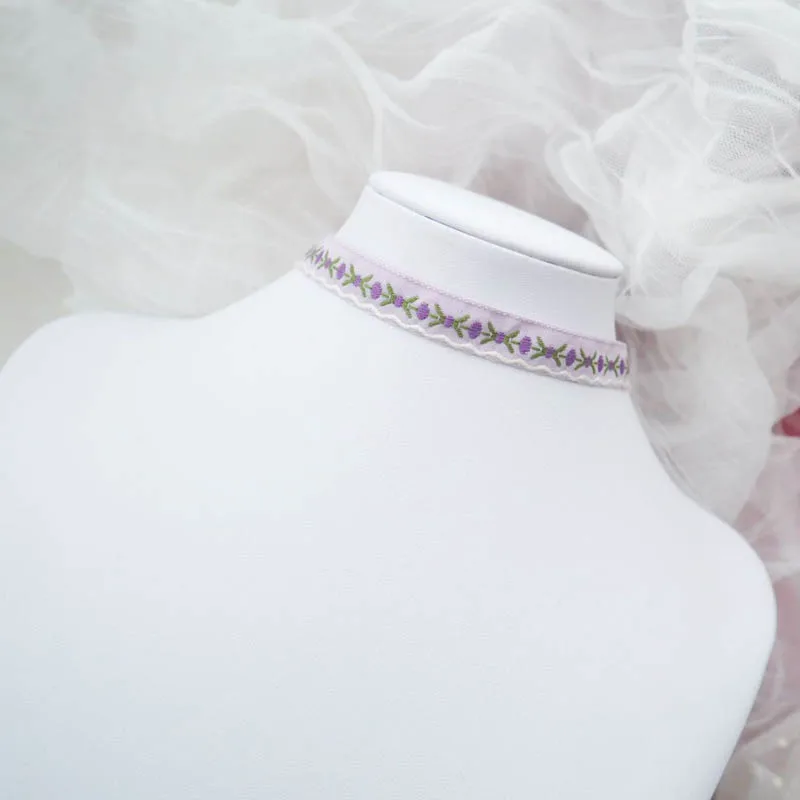 Collier ras du cou violet pour femmes, mode perle dentelle papillon marguerite fleur coeur lune clavicule bijoux accessoire cadeau idéal