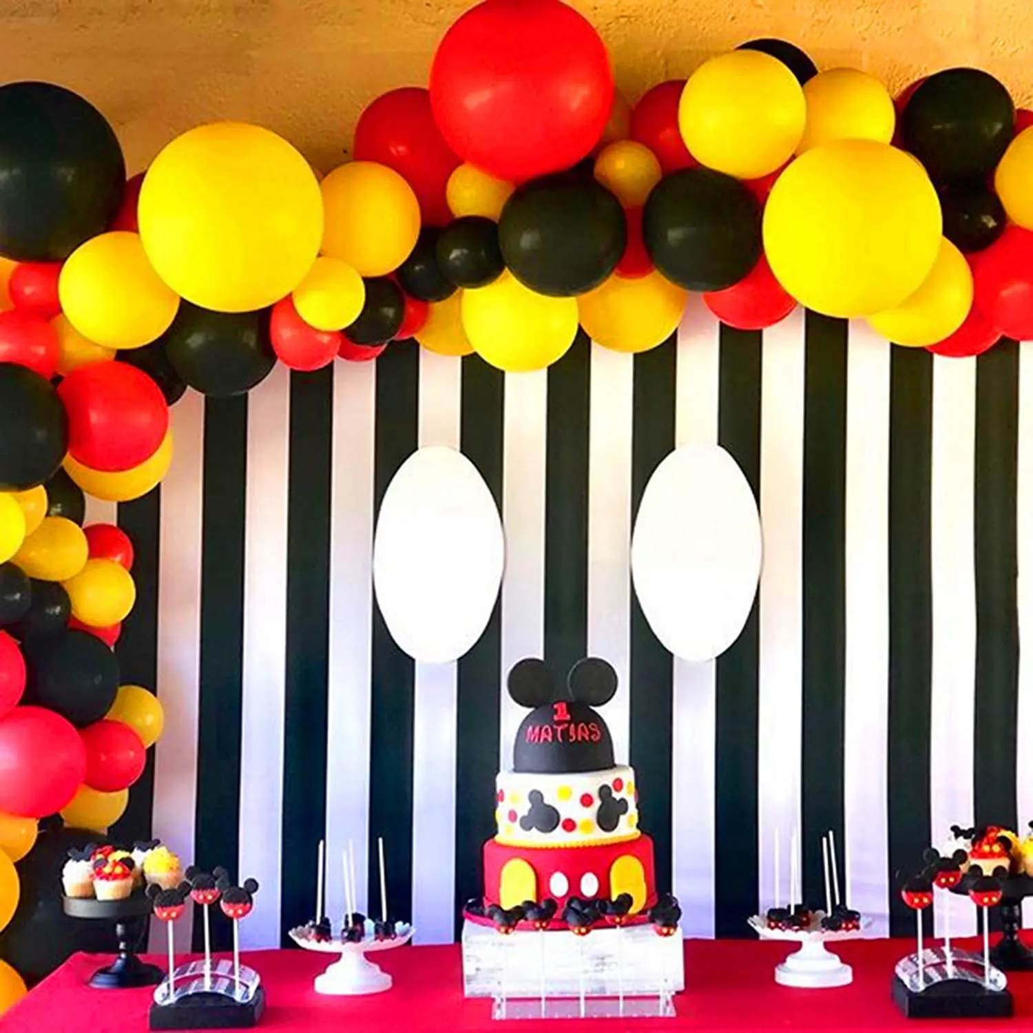 114 Pieces Red Black Yellow Balloon Garland Arch Kit, Race Car, Flash Theme, Baby Shower, Birthday Wedding Backdrop Decorations