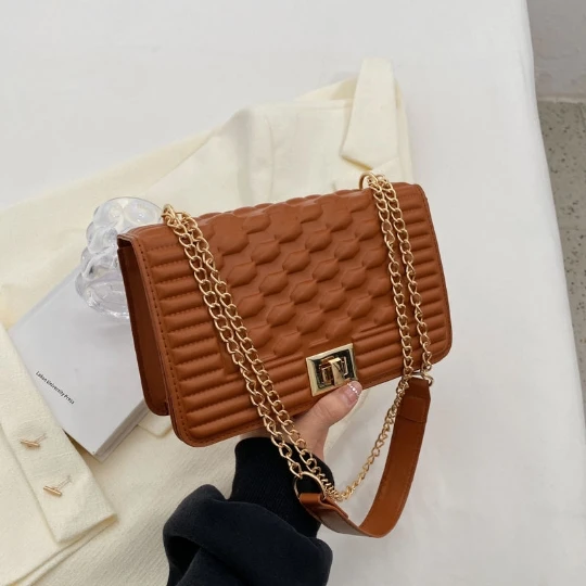 Brown OL Chain Woman Handbag 2024 Trend Luxury Women Girl Shoulder bag PVC Lady Crossbody PU Purses Women\'s Leather Totebag