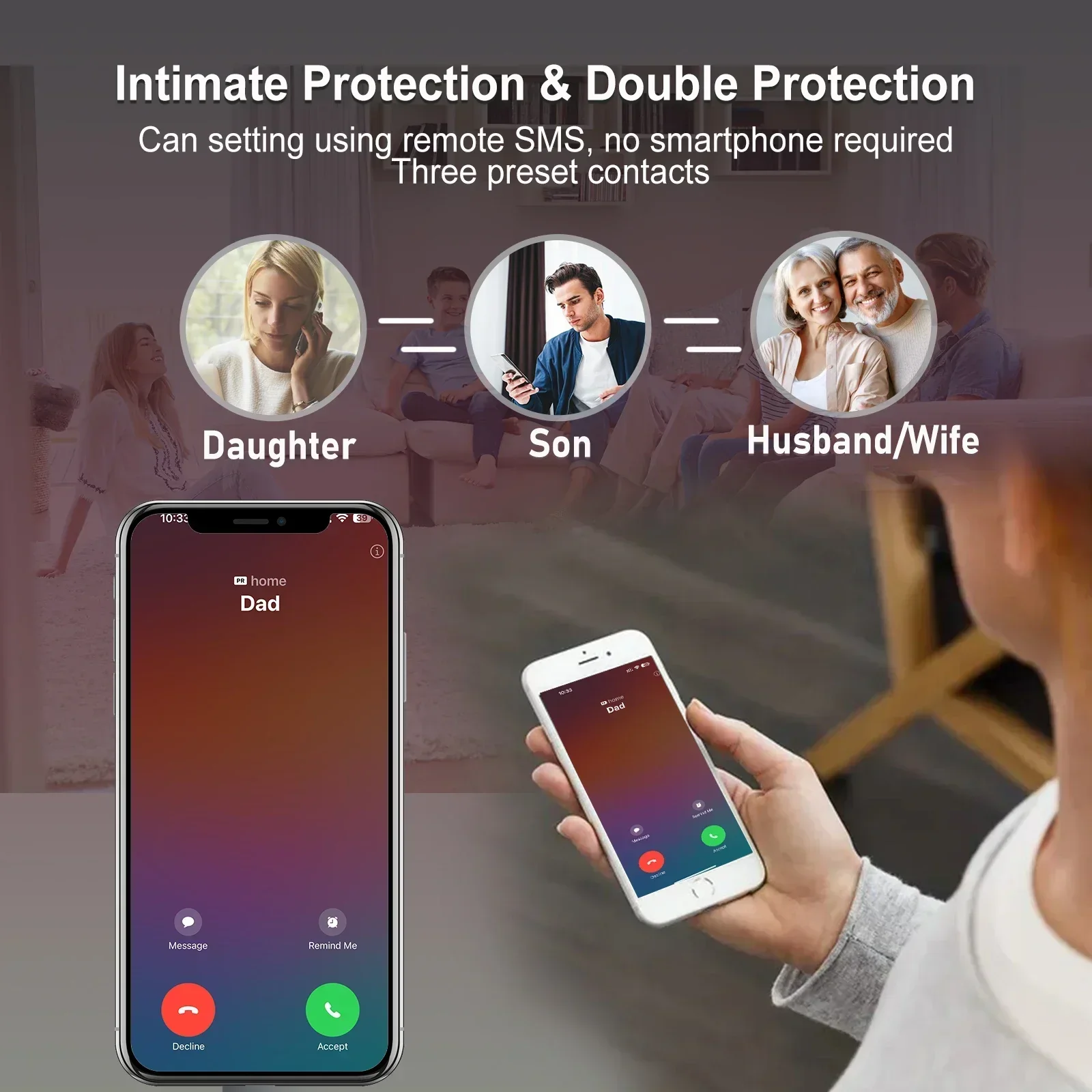 Chiamate vocali per assistenza agli anziani di rete 4G per aiutare con conversazioni gratuite, pulsante antipanico Avviso di sicurezza SMS, contatti preimpostati, quadrante con un solo tasto