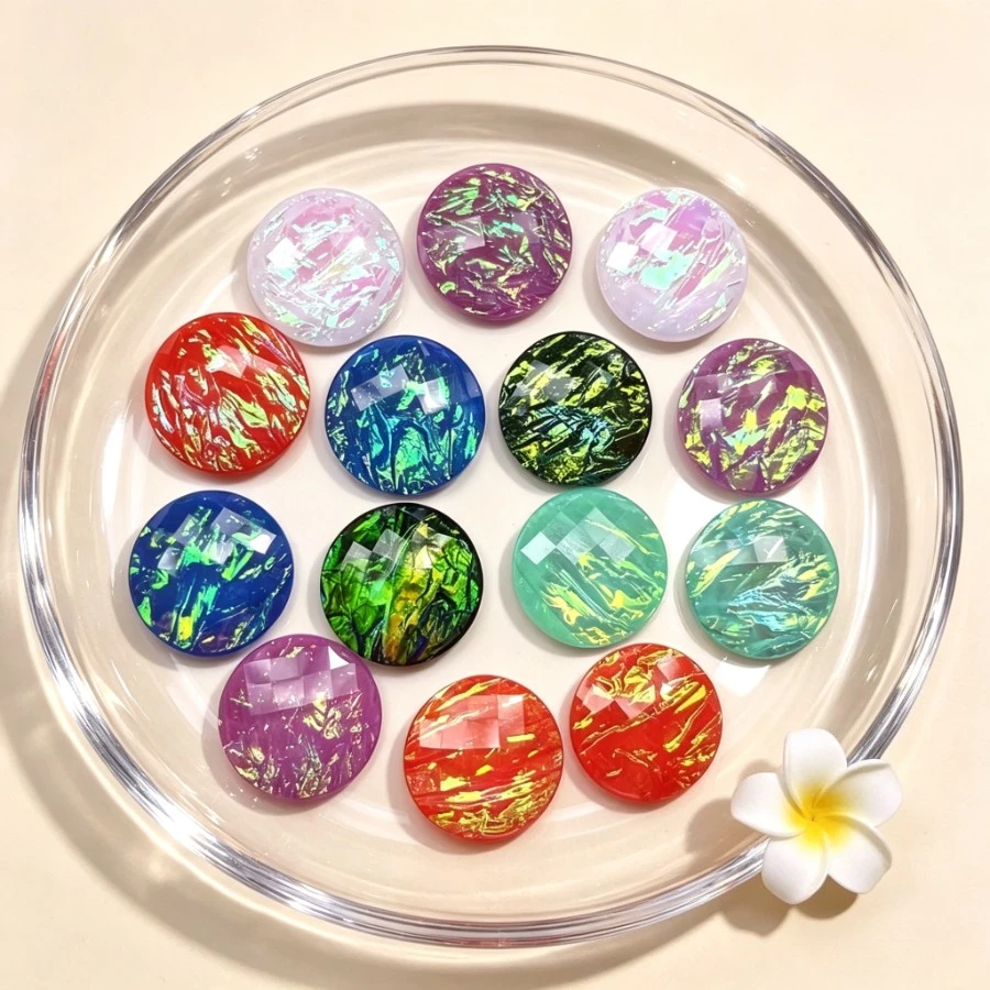 12pcs/lot Super bright 20mm round shell paper resin rhinestone trim Flat back scrapbook diy Jewelry earrings Hair trim
