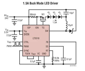 LT3518EUF LT3518IUF LT3518EFE LT3518IFE LT3518 - Full-Featured LED Driver with 2.3A Switch Current