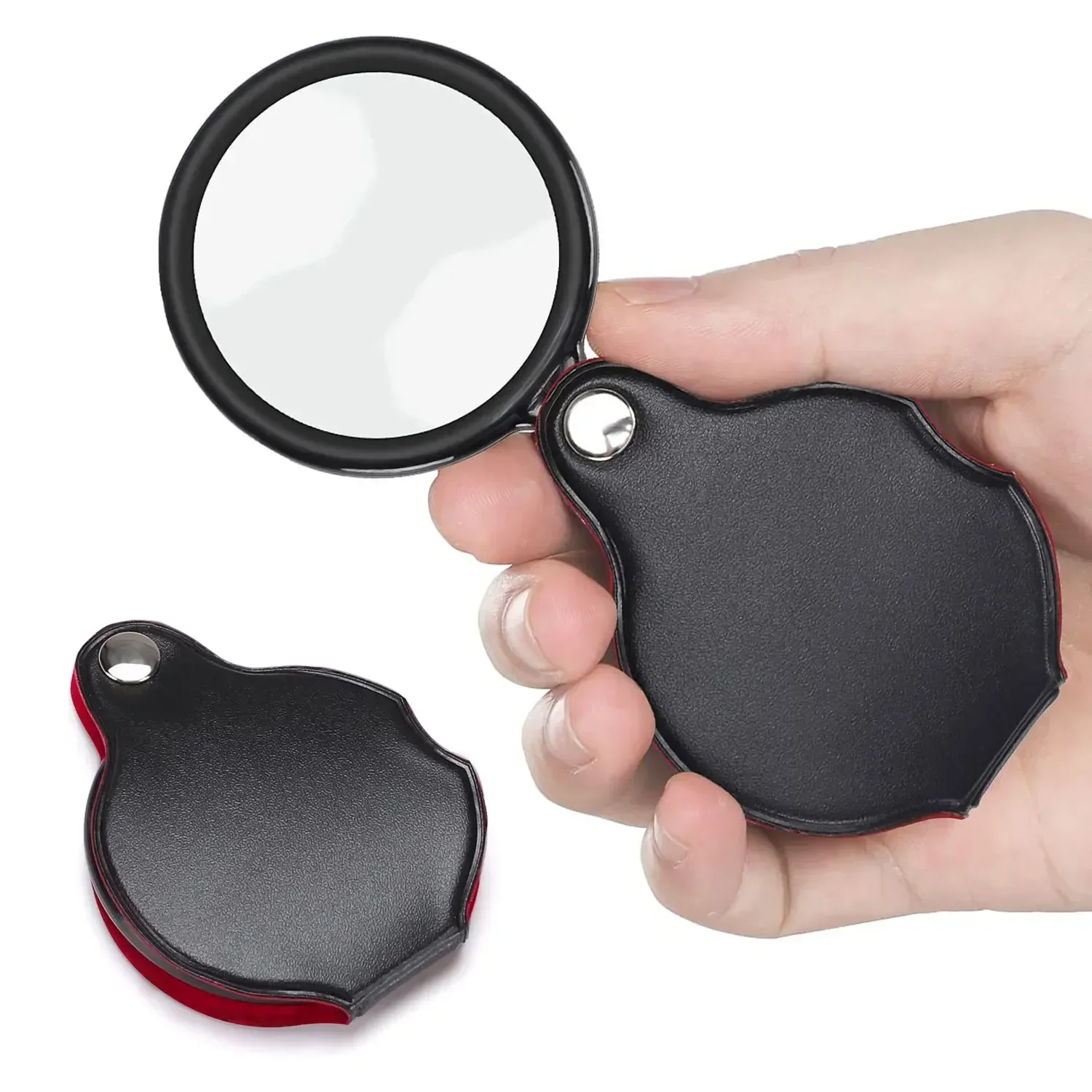 

10X Mini Pocket Magnifier Folding Magnify Glass with Rotating Protective Holster Coins Jewelry Loupe for Kids Senior Reading