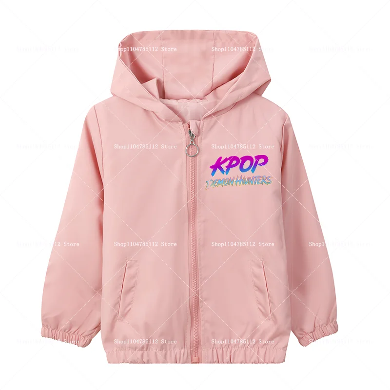KPop Demon Hunters Jacket Spring Autumn Trend Coats Girls Windbreaker Hooded Harajuku Anime Figure Jacket Kids Birthday Gifts. ของขวัญวันเกิด