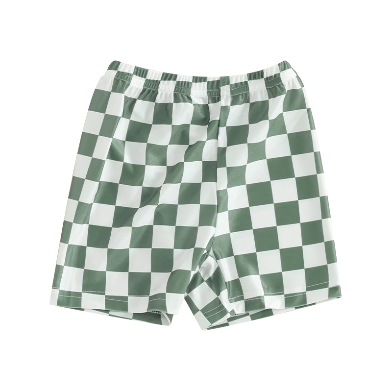 

Boys Swim Trunks Toddler Elastic Band Checkerboard Print Swim Shorts Bathing Suit Swimsuit