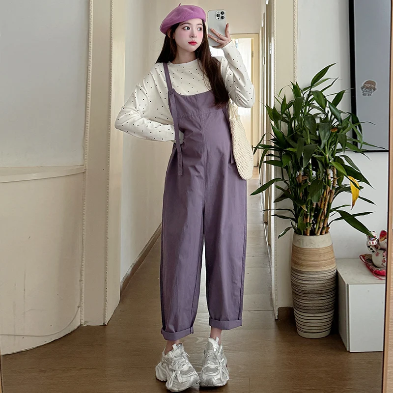 

Women 25ss Y2k Youth Pregnancy 2025 Spring Maternity Wear Korean Casual Overalls Sweet Loose Straight Jumpsuits for Pregnant
