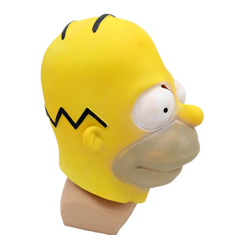 Prom Party Simpson Mask Halloween Latex Mask Cosplay Dress Up Performance Costume Props April Fool\'s Day Joke Headgear