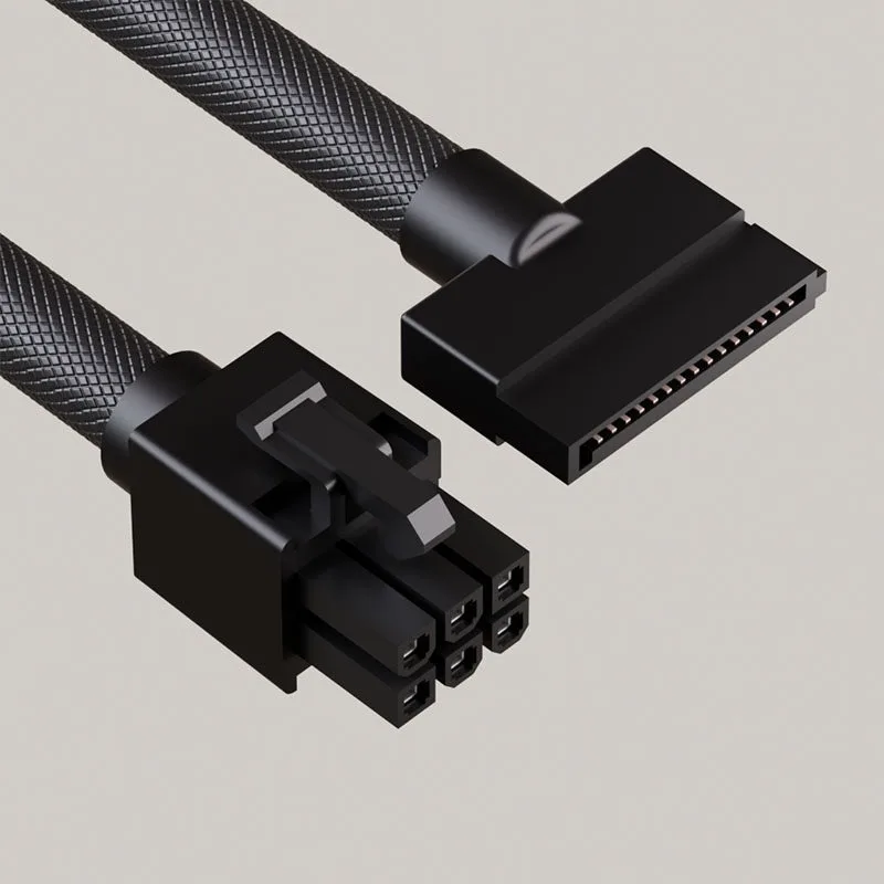 Straight SATA Power Cable for Modular PSU, 6 Pin to 4 SATA Connectors, Replacement for PC Power Supply