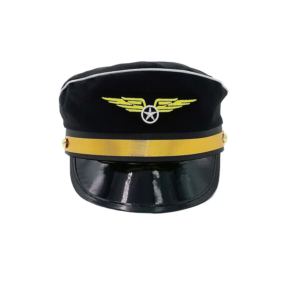 Verstelbare pilotenhoed voor kinderen Festivalfeest Rollenspel Kapiteinhoed Bril Stropdas Badge Cosplay Accessoires Set Rekwisieten