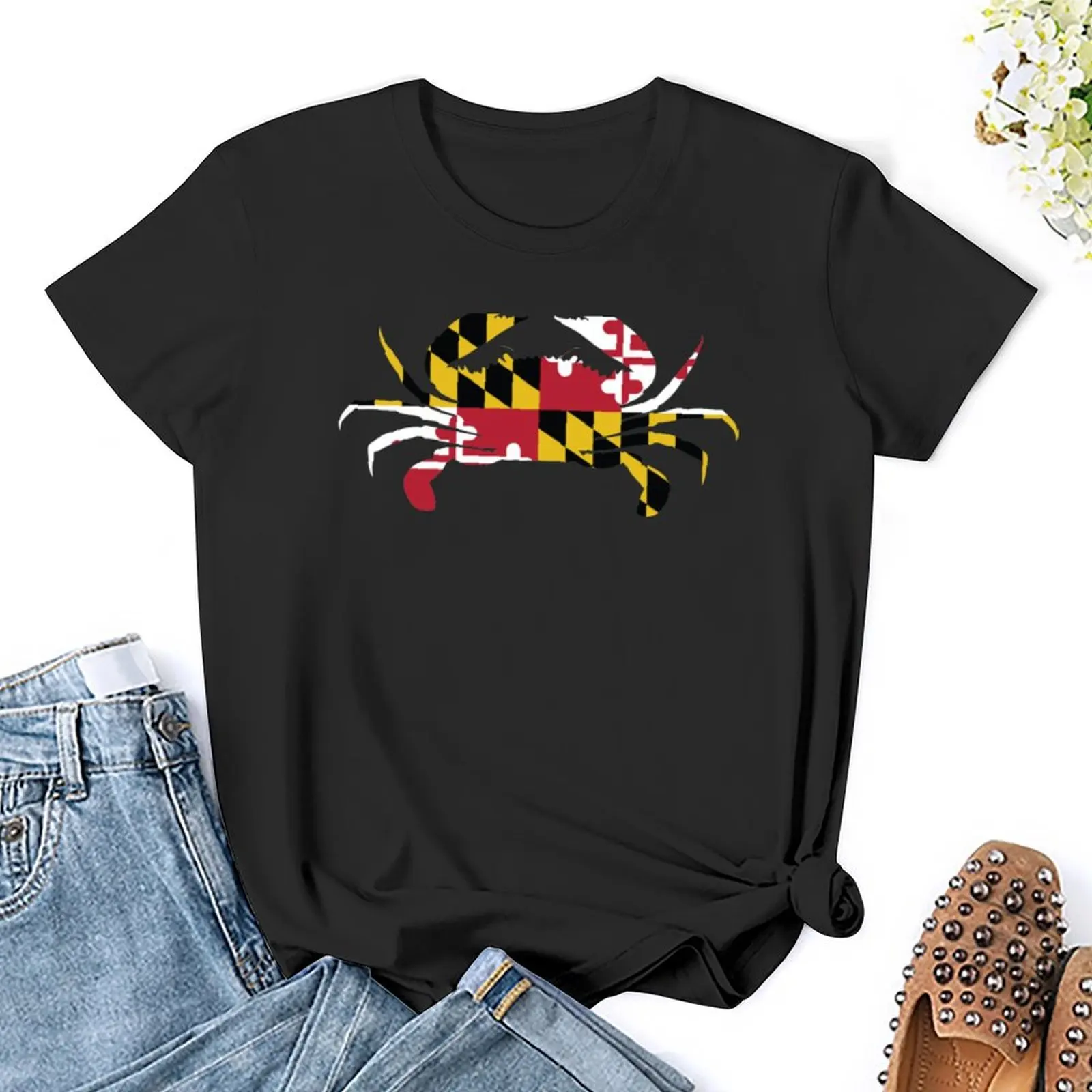 Maryland Crab T-Shirt koreanische Mode Rohlinge Baumwolle T-Shirts Frauen