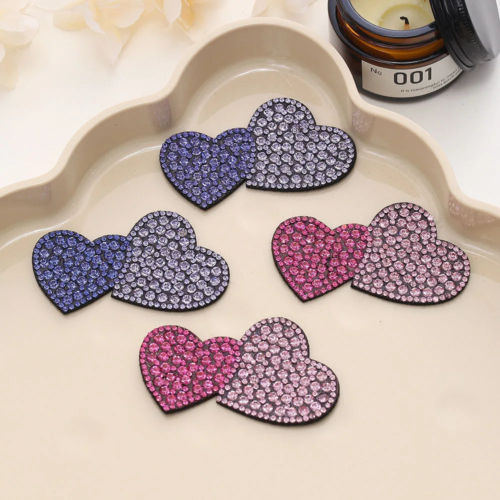 Heart Patches Rhinestone Applique Sew On DIY For Clothing Jacket Backpack Sewing Decorative Badges BX198
