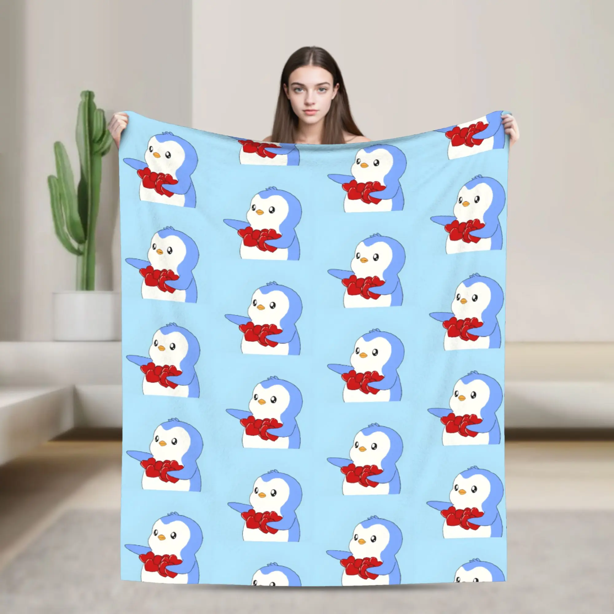 P-Pudgy Penguin Blanket Fleece Summer Air Conditioning CUTE Penguin  Multi-function Super Soft Throw Blankets Bedspread