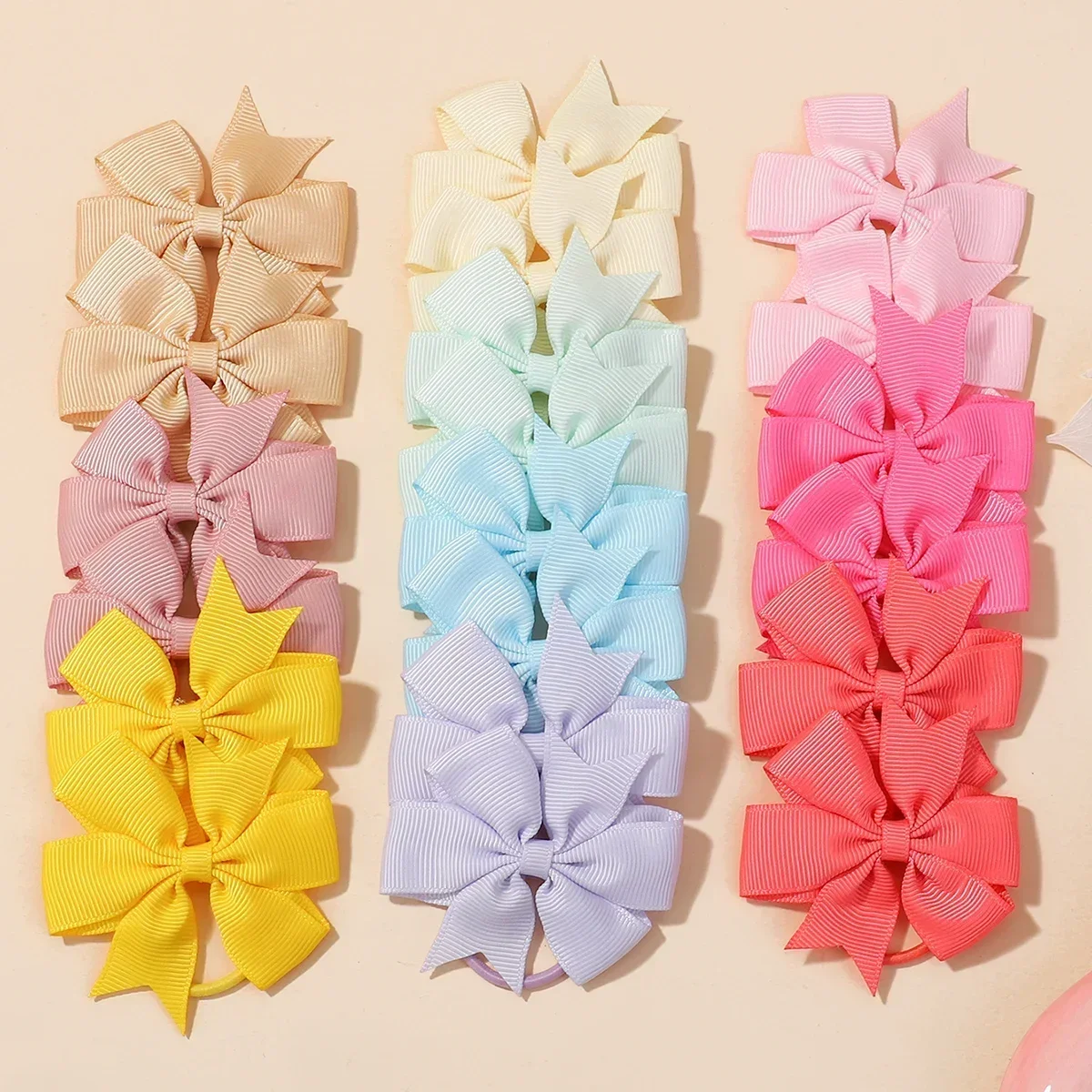 20PCS/Set New Bowknots Elastic Hair Bands for Girls Hair Rope Hair Tie Ponytail Holder Kids Baby Hair Accessories New Year Gift