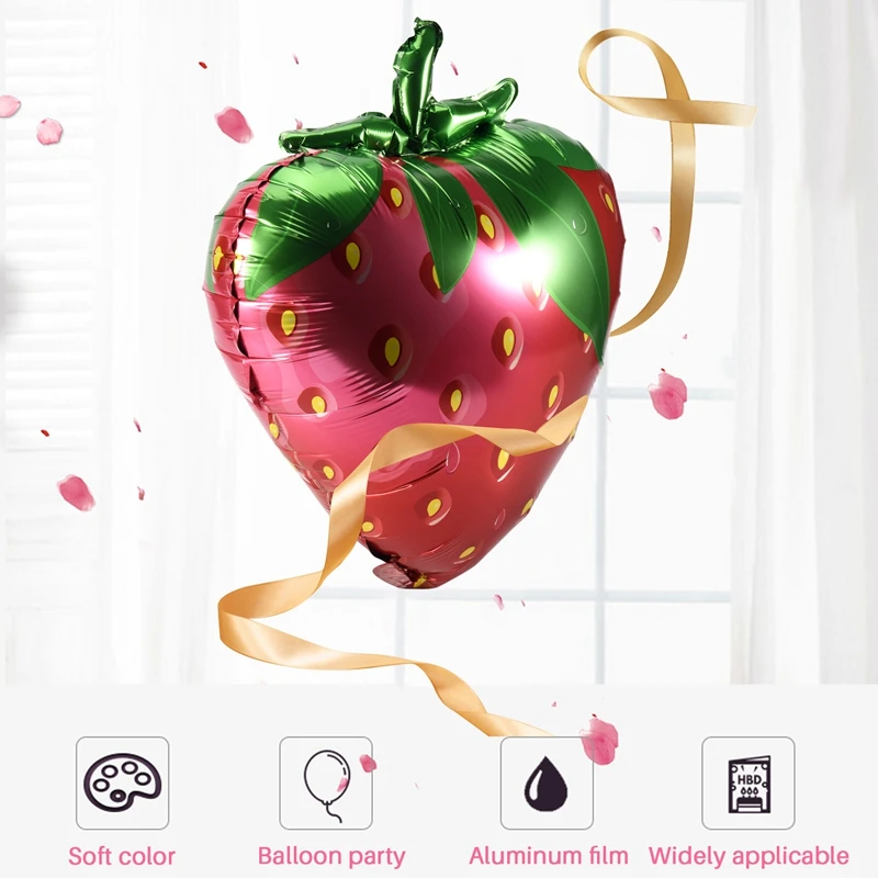 

A21I-10Pcs Strawberry Balloons Sweet Strawberry Foil Mylar Balloons For Girls Strawberry Themed Birthday Party Decorations