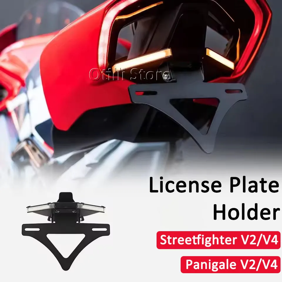 

Motorcycle Rear Tail LED Turn Signal Lights For Ducati Panigale V4 Streetfighter V4 S V2 2020-2024 License Plate Holder Bracket