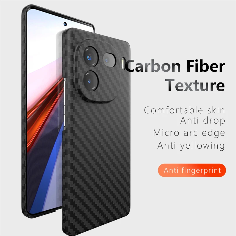 For Vivo Iqoo 12 Phone Case Luxury Carbon Fiber Texture Cover Ultra Thin Hard PC Matte Back Shell Vivo Iqoo 12 Pro/Iqoo 11 Pro