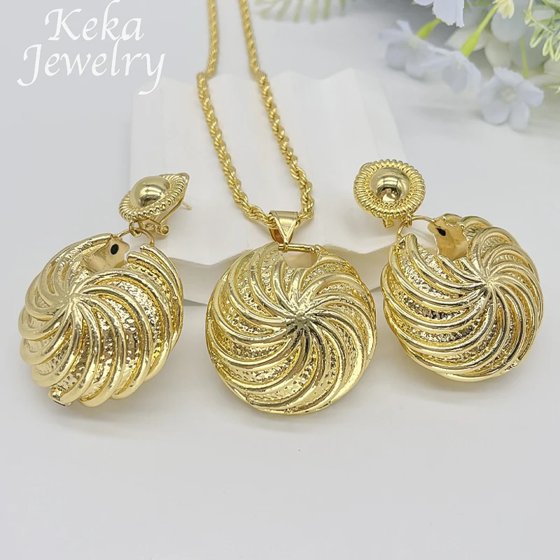 America Gold Plated 22k Jewelry Set Women Classics Delicacy African Necklace Earrings Sets Dubai Women Wedding Party Accessories