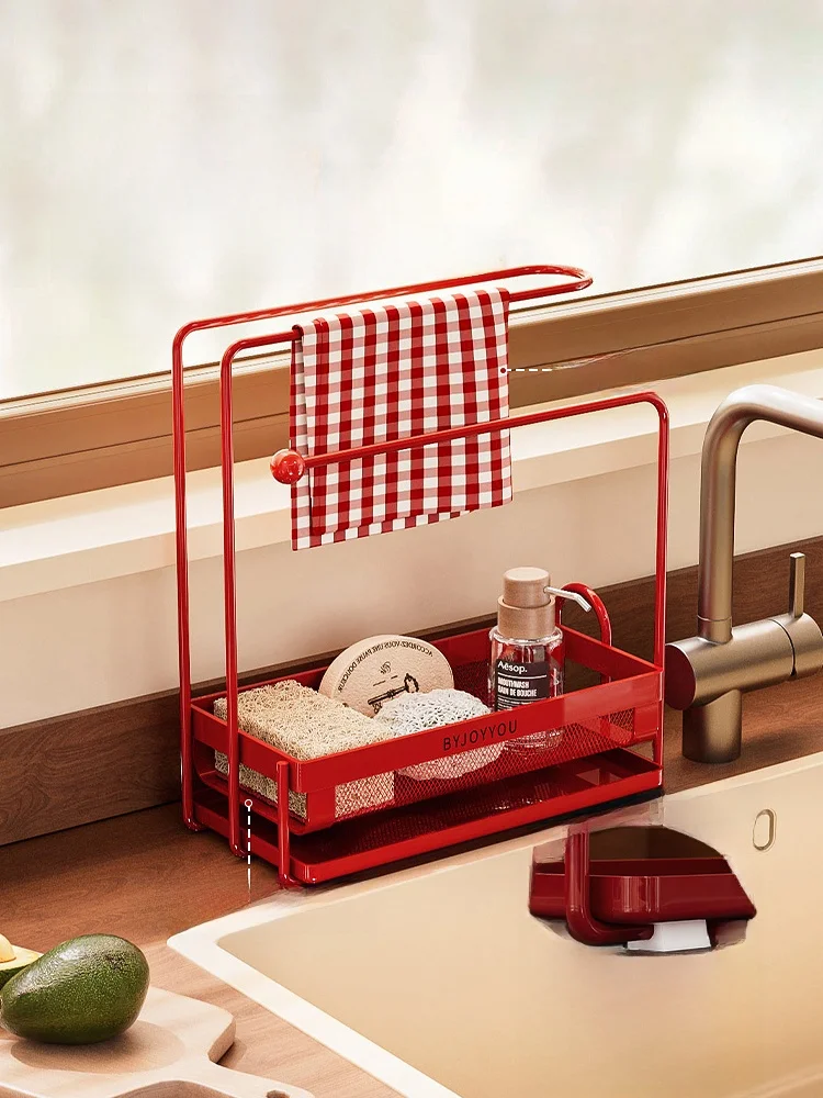Modern Housewife Kitchen Sponge Dishcloth Drain Rack Multi-Function Countertop Storage Shelf Sink Area Placement Rack