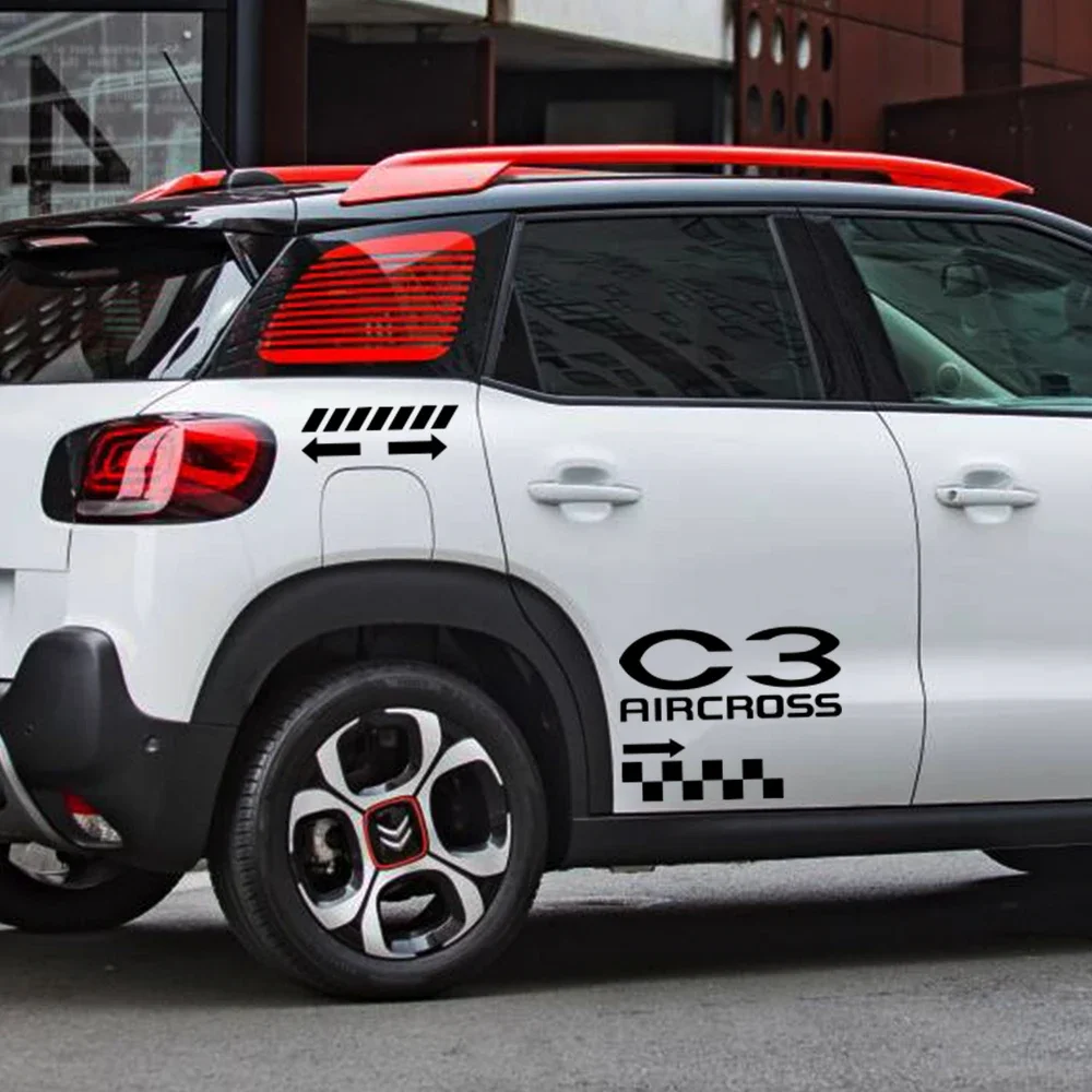 For Citroen C3 Aircross Car Side Stickers Racing Sport Lattice Graphics Vinyl Film Decals Decoration Auto SUV Tuning Accessories