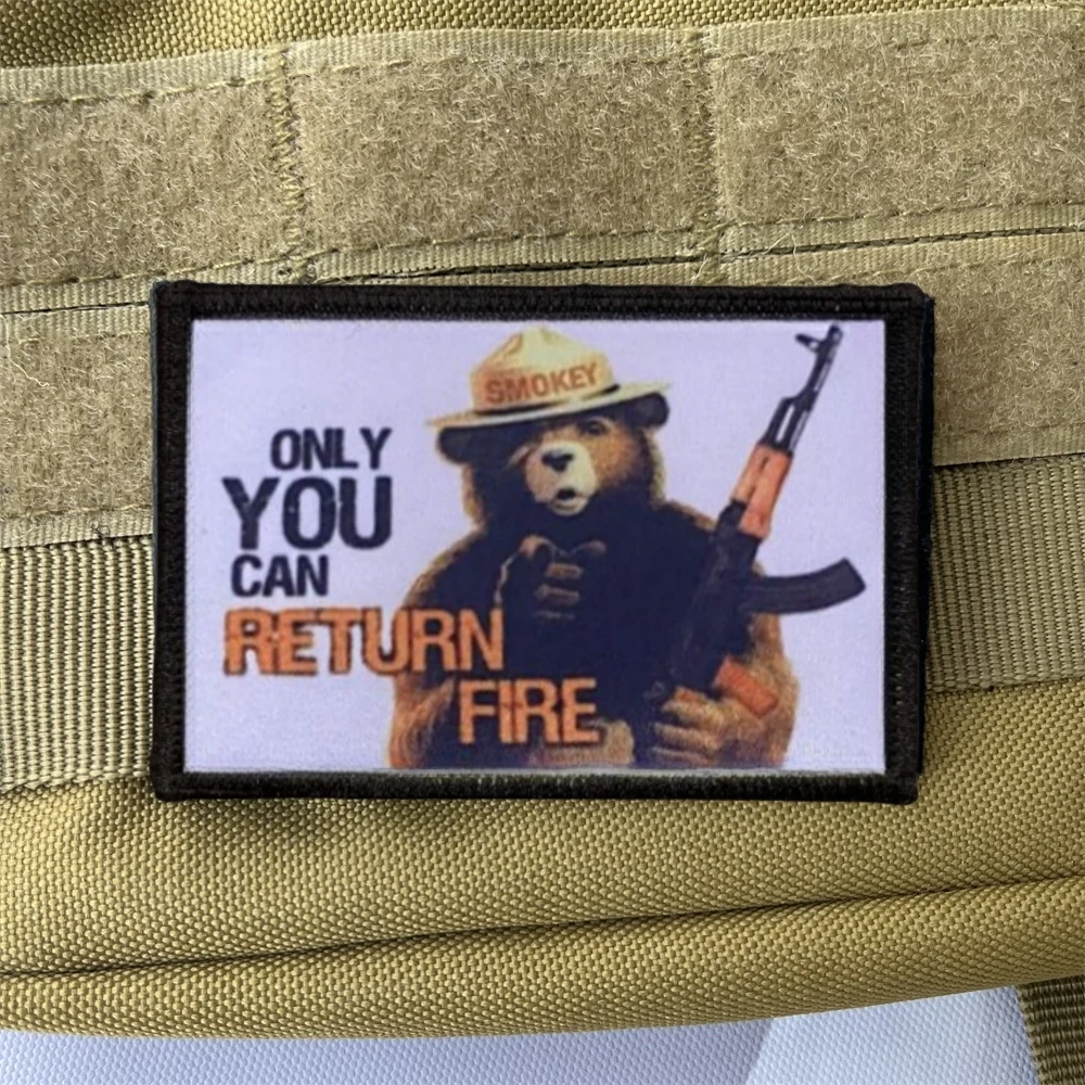 Only You Can Return Fire Morale Badge Patches Tactical Military USA Armband Backpack Hook and Loop Printed Stickers