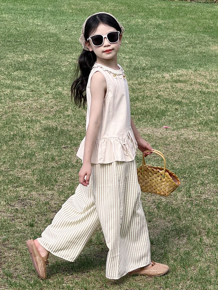 girls-summer-outfit-two-piece-set-casual-breathable-lightweight-stripe-patterned-top-and-pants-combo-for-ages-3-12