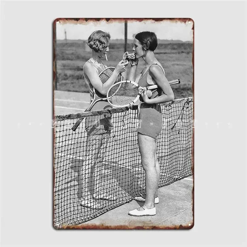 Tennis Players Smoking Cigarettes Metal Sign Cinema Garage Club Bar Designing Wall Plaque Tin Sign Poster