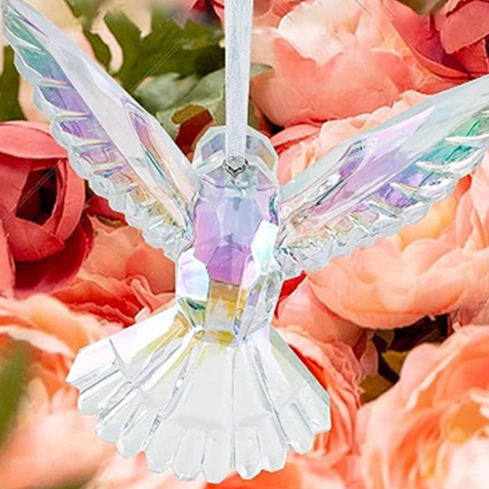 

4pcs Crystal Flying Bird Hanging Ornaments Clear Acrylic Birds Decor For Home Garden Christmas Tree Ceiling Decoration