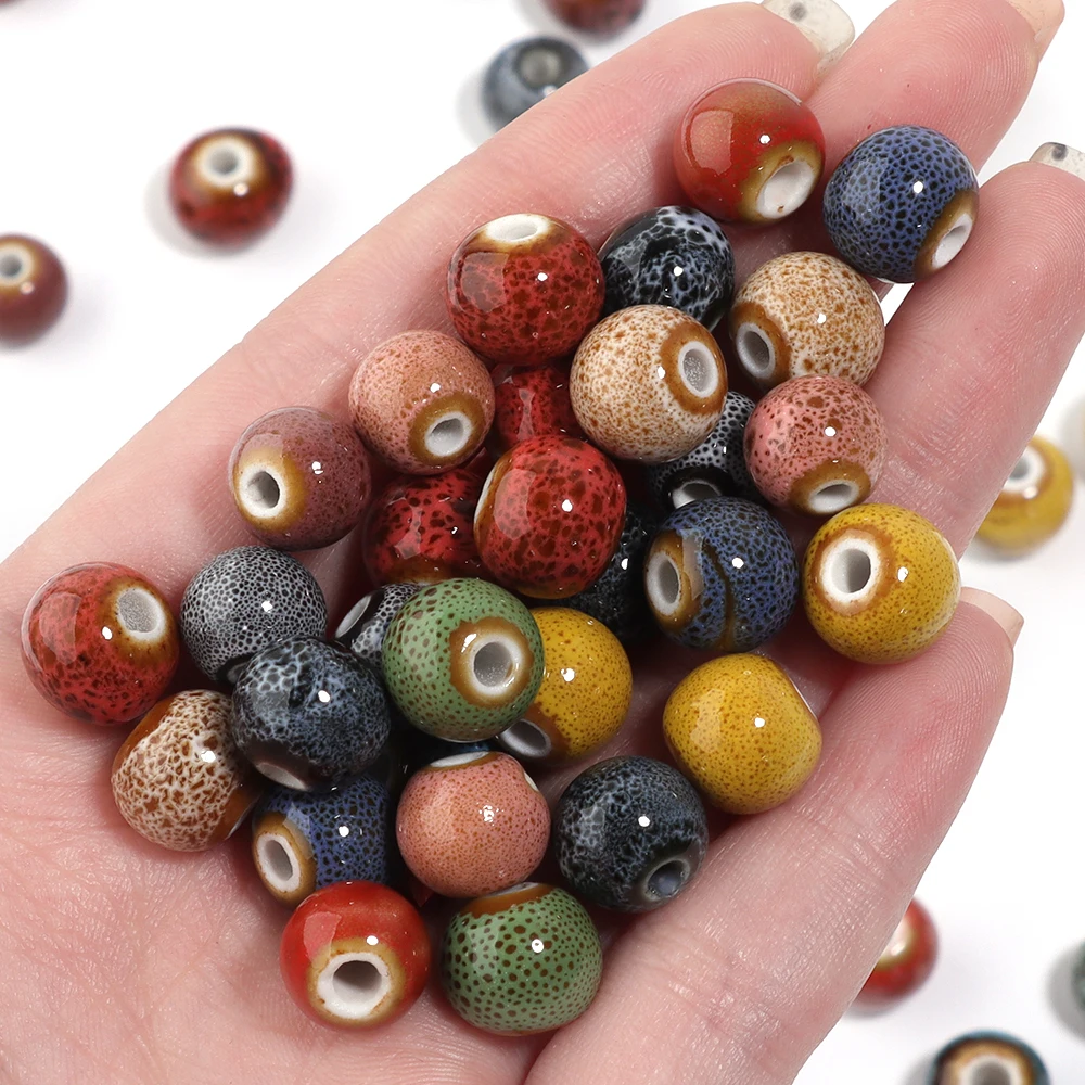 20pcs/lot Colorful Spotted Beads Round Shape Ceramic Beads Loose Beads For DIY Jewelry Making  Earrings Bracelets Accessories