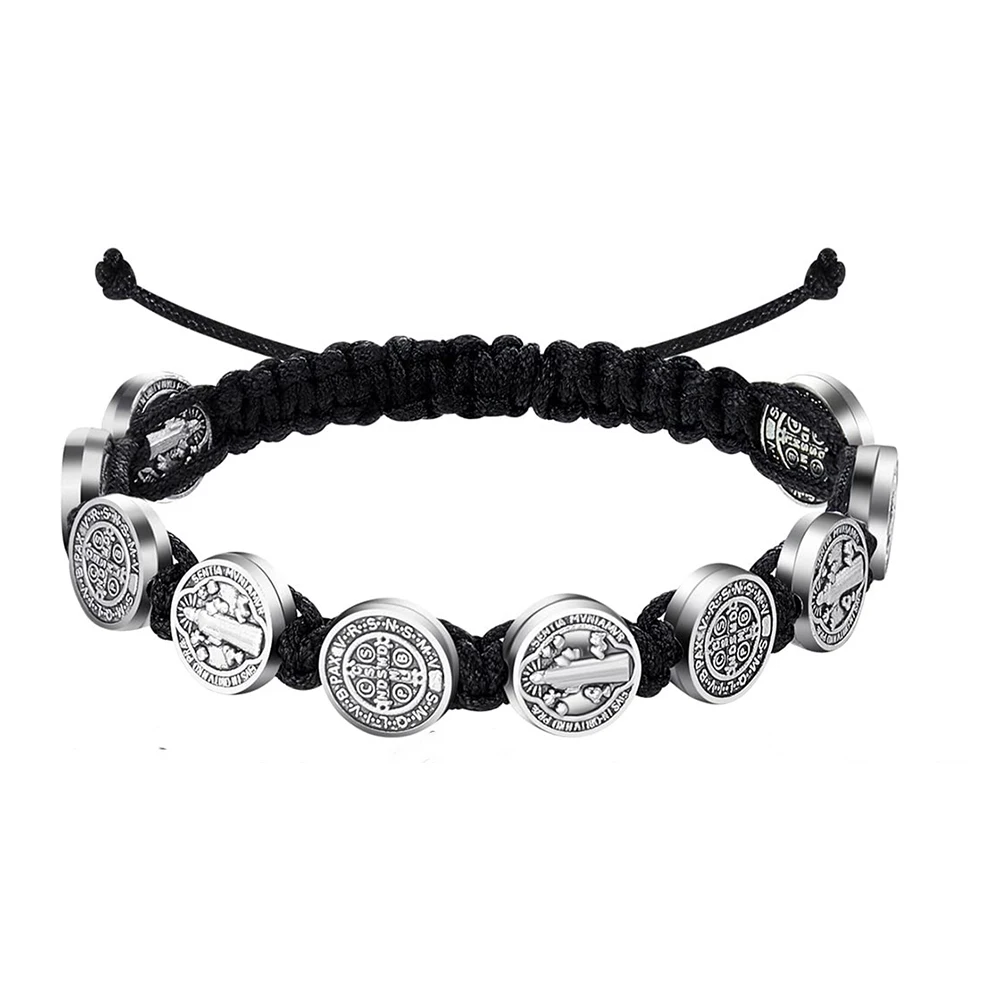 1 قطعة موضوع متعدد الألوان كريستال الخرز سانت بندكت Pulsera دي سان بينيتو قابل للتعديل سوار الصلاة هدية للنساء الرجال الفتيات