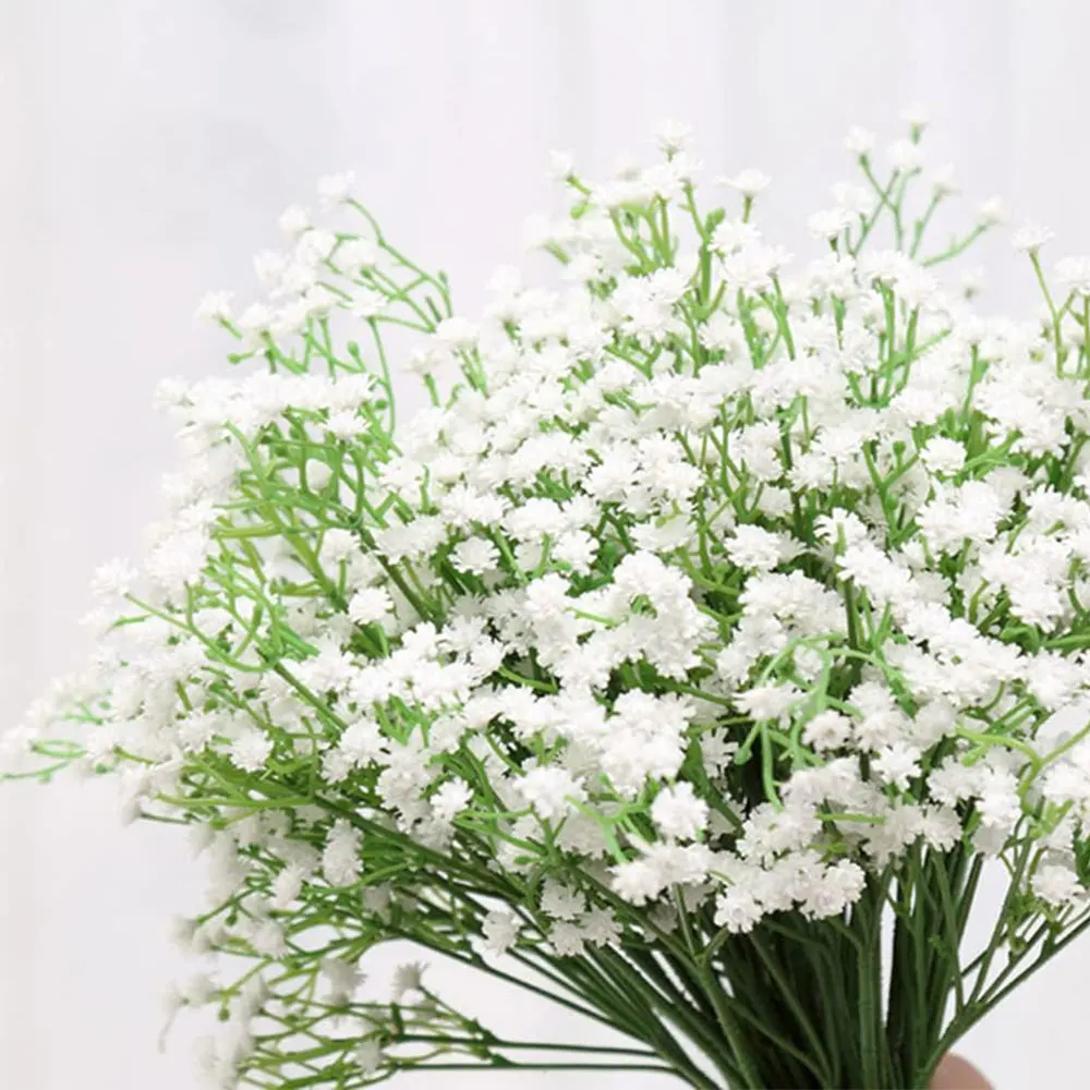 5 Pcs Artificial Flowers Babies Breath Flowers Fake Silk Gypsophila Plants Bouquet for DIY Wedding Home Party Office Decoration