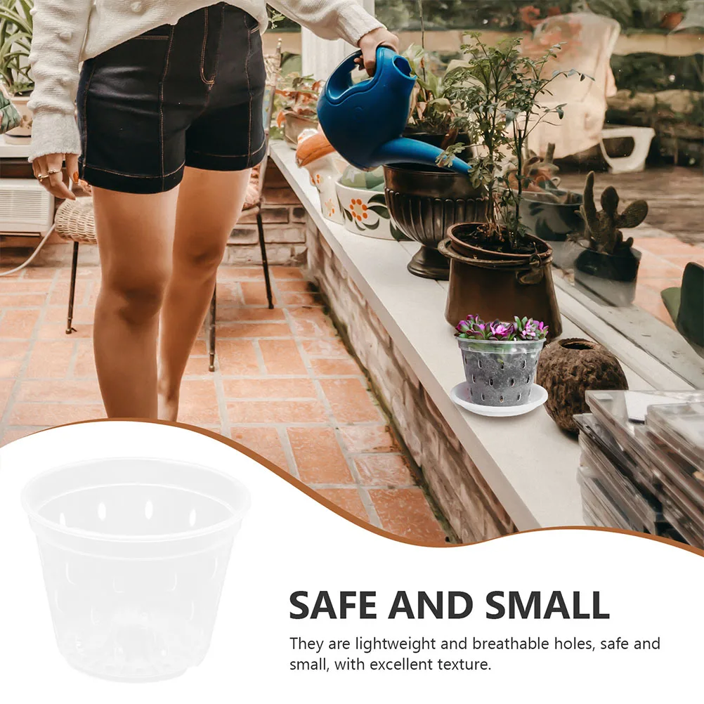 

4 Pcs Clear Plastic Flower Pot Orchid Transparent Pots Nursery Plants Planting Outdoor Flowerpots Containers Cups