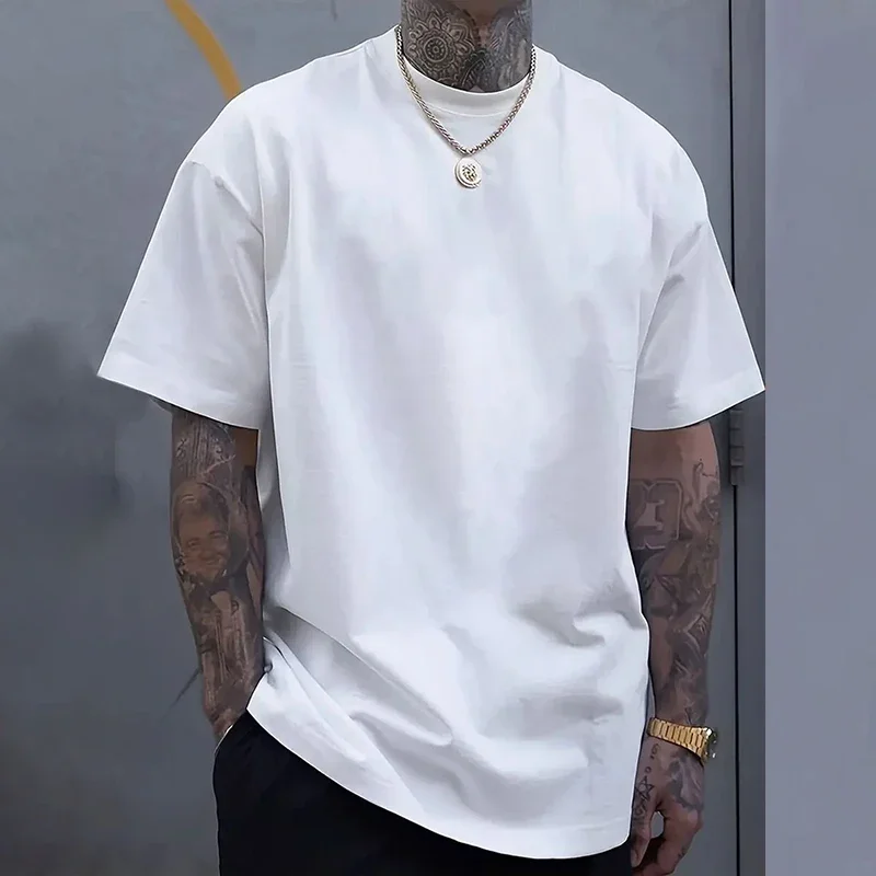 حار مبيعات رجل تي شيرت القطن بلون قصيرة الأكمام عالية الجودة عادية تيز الرياضة في الهواء الطلق الركض لينة أسود أبيض تي شيرت #2