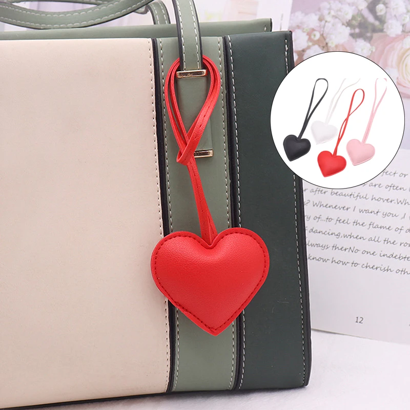 Heart Shaped PU Leather Keychain Fashion Cute Handmade Pendant Car Keychain Female Bag Charm Accessories Jewelry Gifts