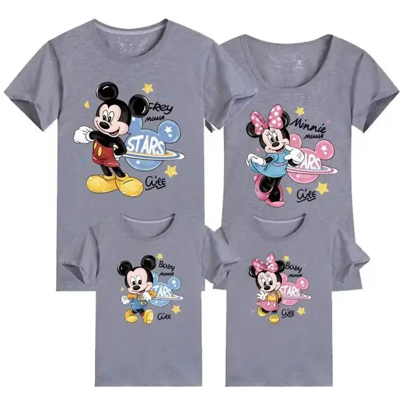 Summer Family Matching Outfit Cartoon Mickey Minnie T-Shirt Mother Father Kid Son Daughter Baby Children Pajama Tops Tee Clothes