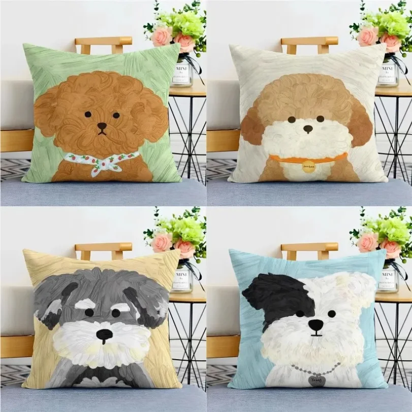 

Cute Dog Cartoon Pillowcase Dormitory Decoration Office Living Room Home Pillowcase