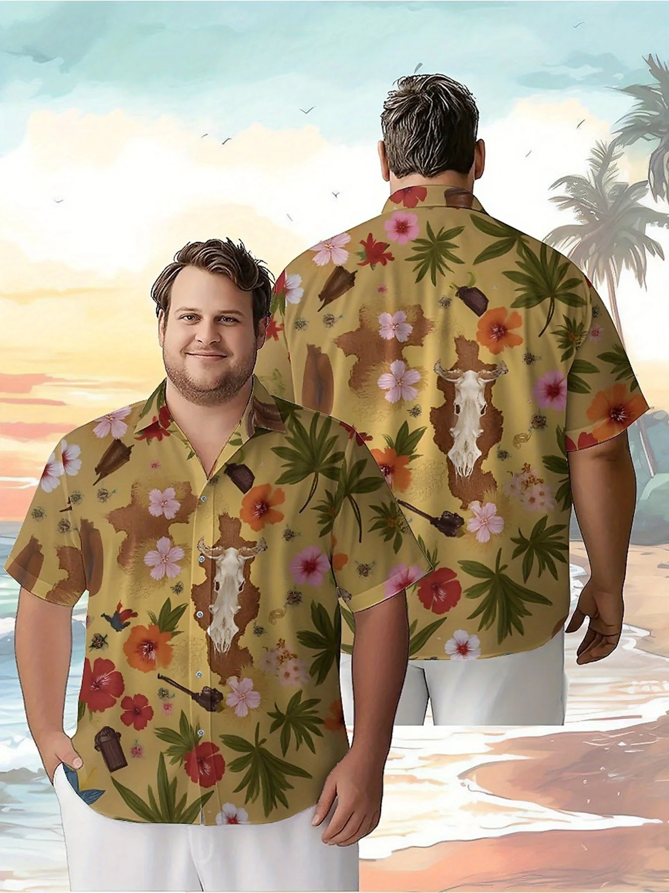 

Men's Plus Size Hawaiian Shirts Western Cowboy Style Floral Print Pattern,Unisex Baggy Aloha Shirts,Alternative Clothing