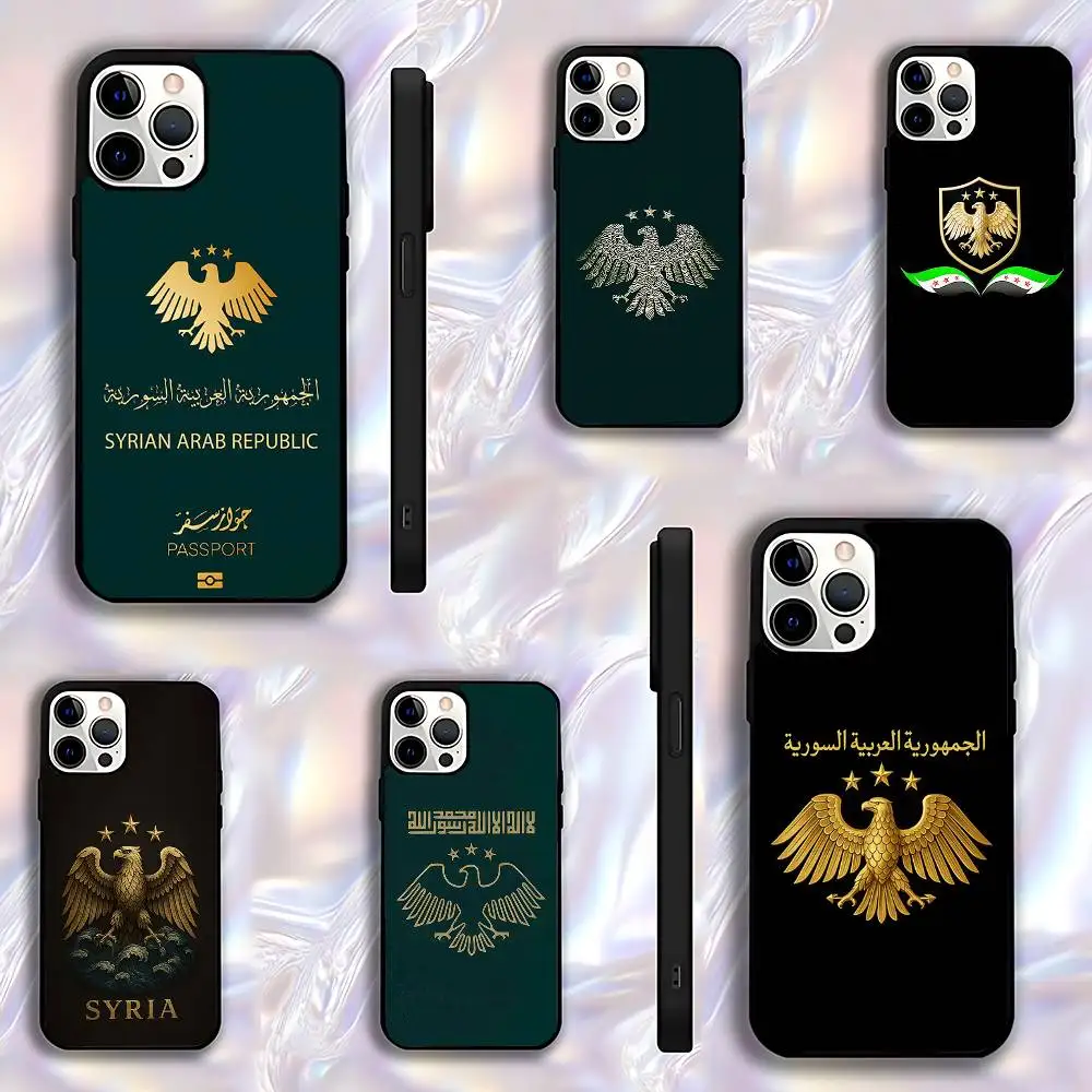 S-Syrian A-Arab Republic Logo Phone Case For iPhone 17,16,15,14,13,12,11,Pro,Max,Plus,E,Air,Mini Protective Black Cover