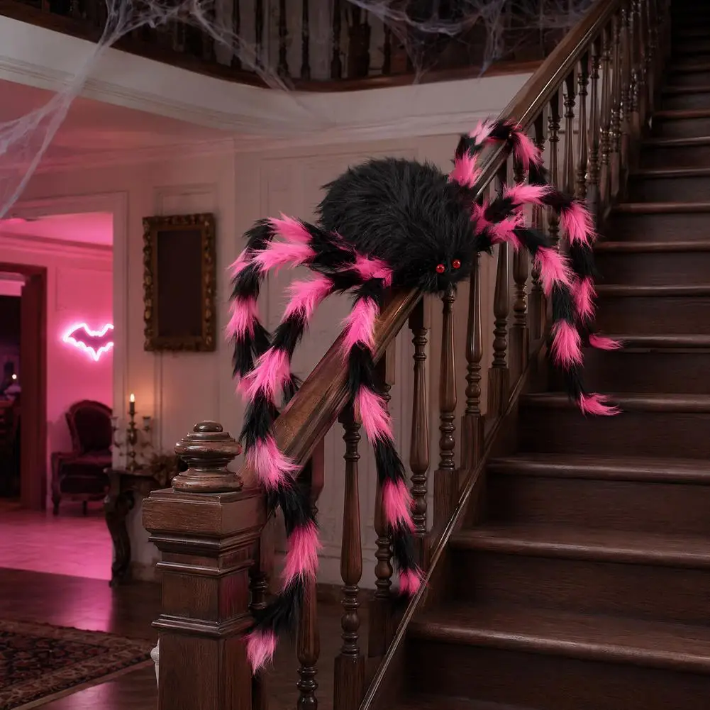 Halloween Party Spider Decoration Furry Spider Halloween Decoration Soft Hairy Spider Prop for Outdoor Yard Haunted House Indoor