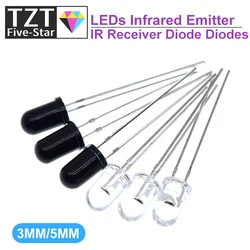 10pairs 3mm 5mm 940nm LEDs Infrared Emitter and IR Receiver Diode  Diodes 301A for arduino