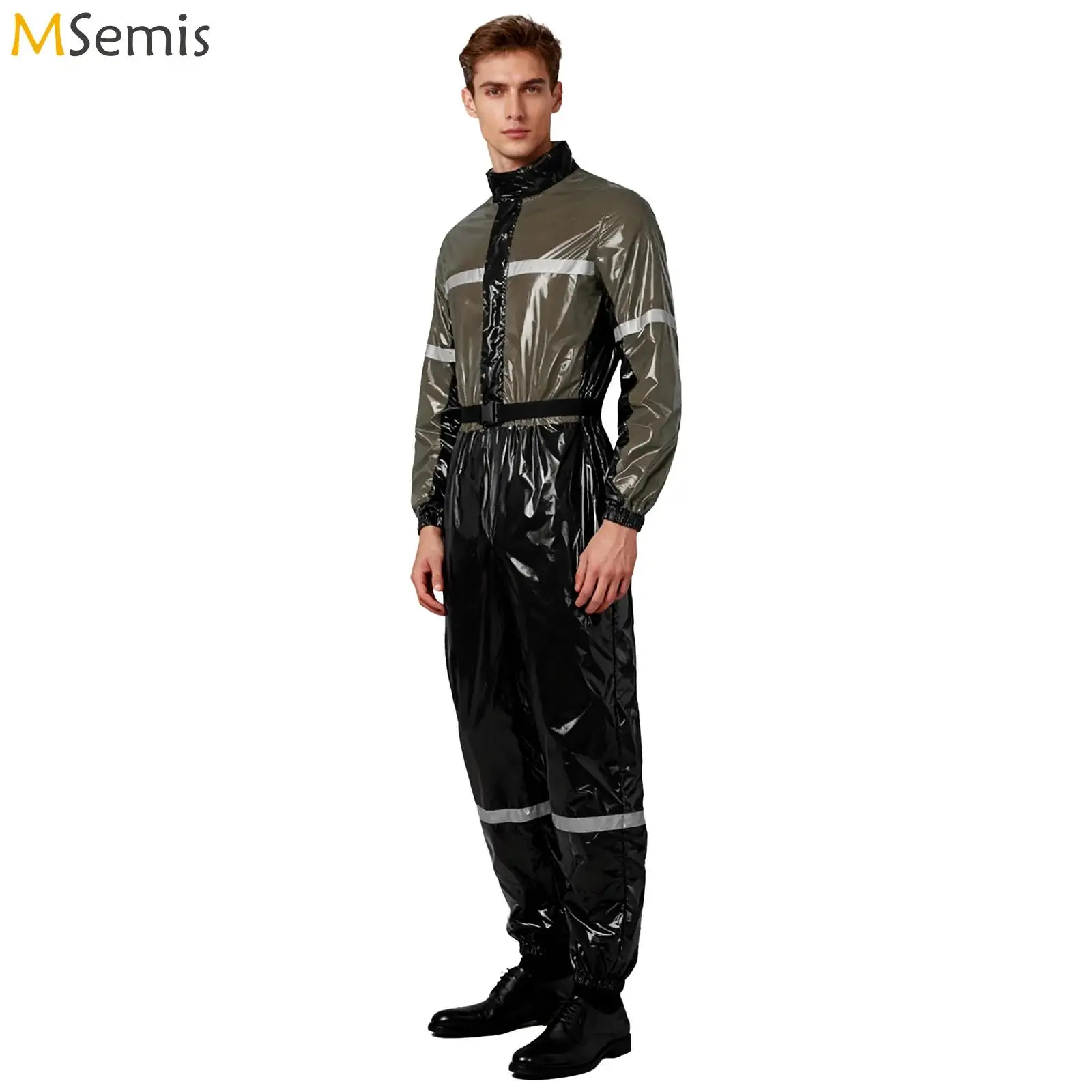 

Мужской водостойкий комбинезон, комбинезон со светоотражающими полосками, боди, спецодежда, передняя молния с поясом, комбинезон, униформа для мастерской