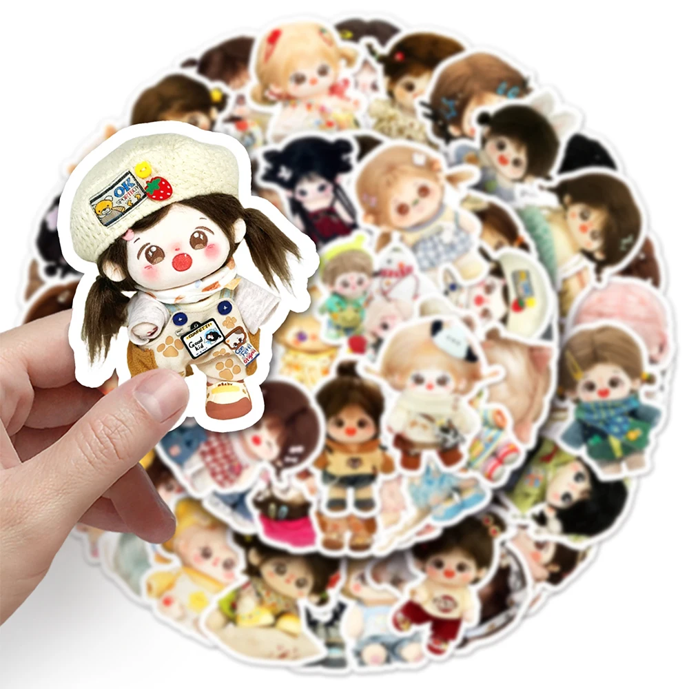 10/30/50pcs Kawaii Cotton Doll Girls Stickers Cute Cartoon Kids Sticker Toys Phone Case Luggage Scrapbook Graffiti Decals Decor