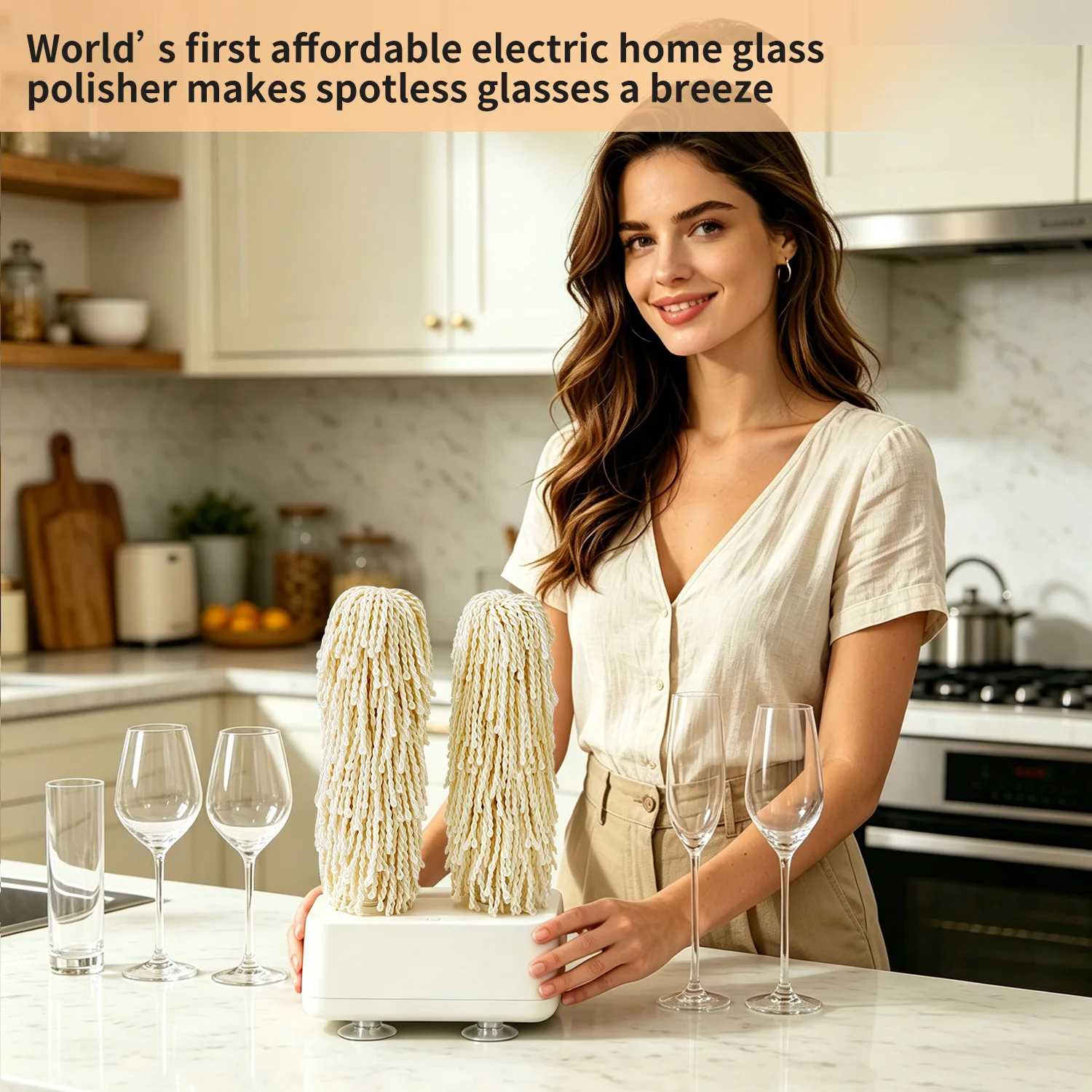 Electric Glass Cup Polisher / Automatic Glassware Cleaner Machine for Home Hotel Use